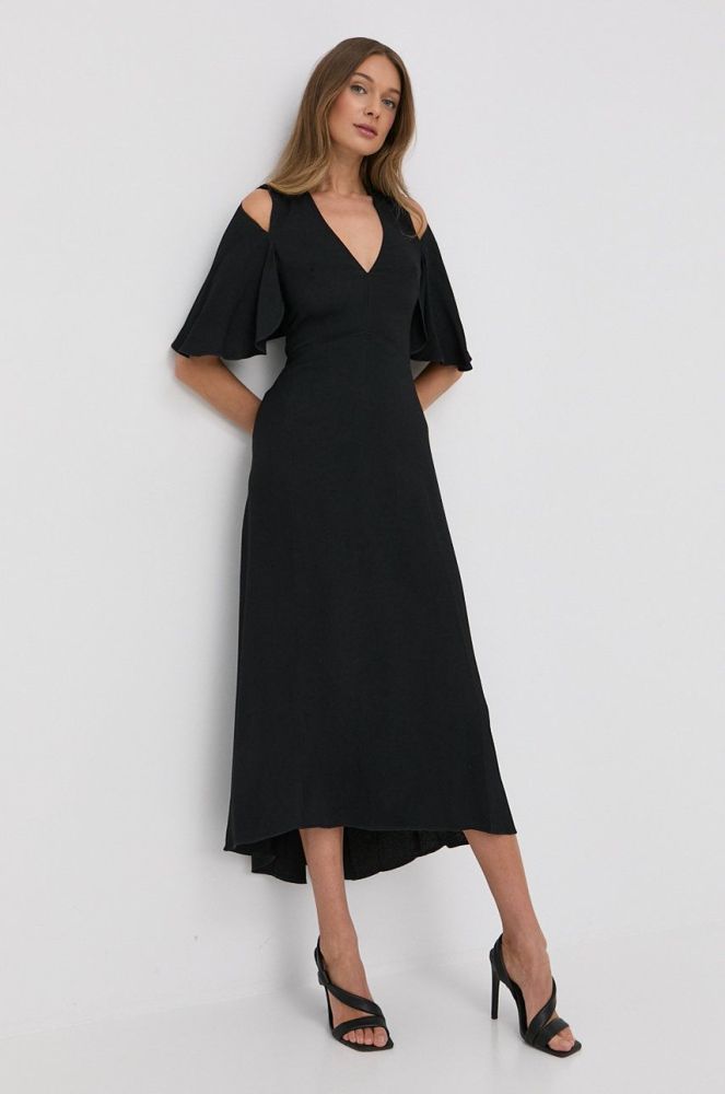 Сукня Victoria Beckham колір чорний midi розкльошена
