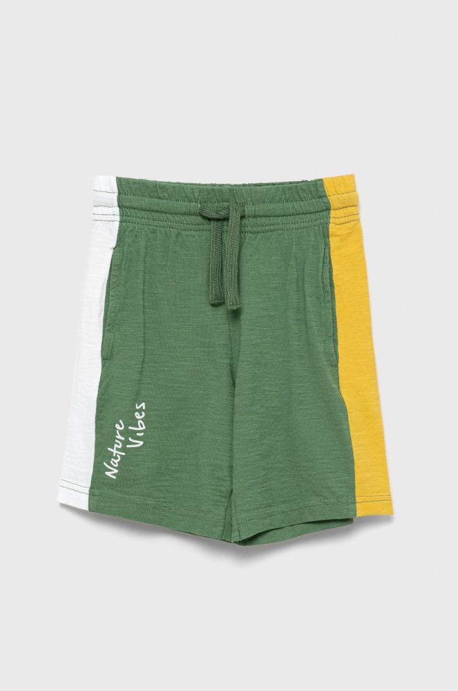 Дитячі бавовняні шорти United Colors of Benetton колір зелений (2408099)