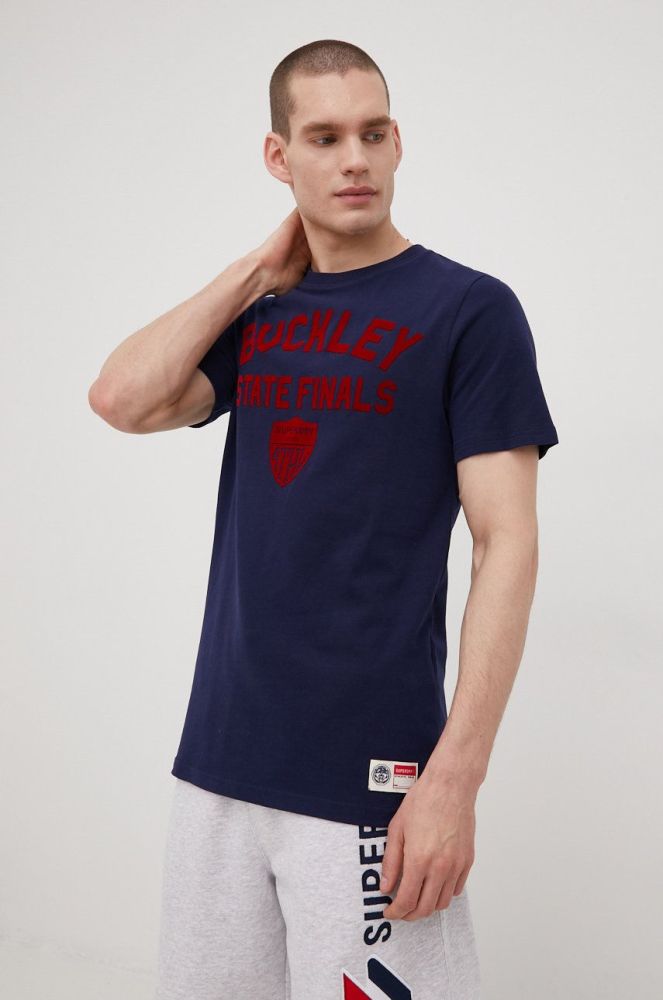 Бавовняна футболка Superdry колір синій з принтом (2308748)