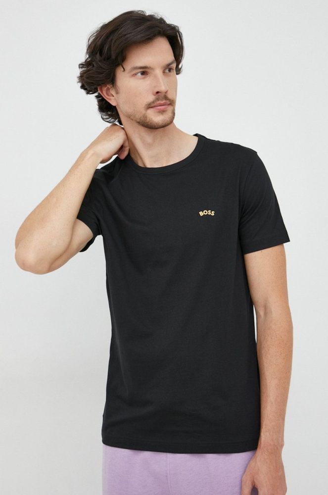 Бавовняна футболка BOSS Boss Athleisure колір чорний однотонна
