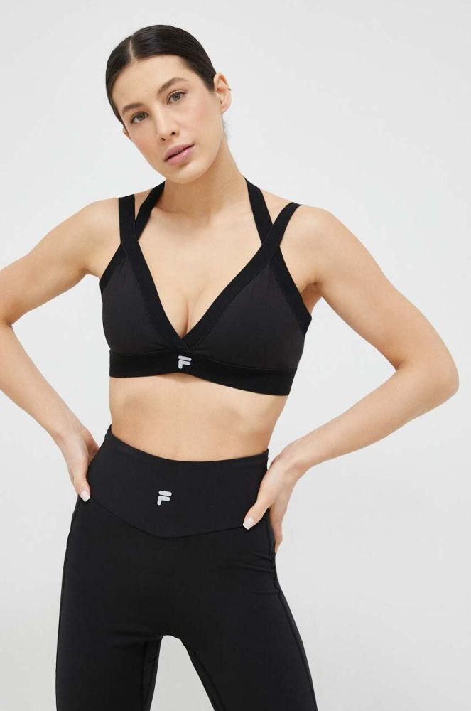 Спортивний бюстгальтер Fila Revel колір чорний однотонний