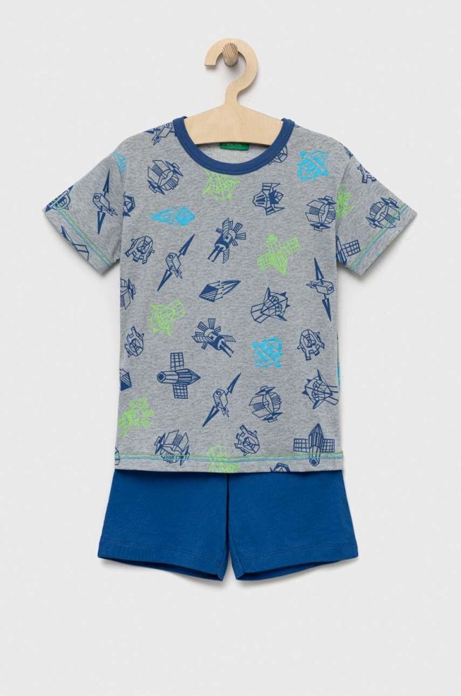 Дитяча бавовняна піжама United Colors of Benetton колір синій візерунок (3184477)