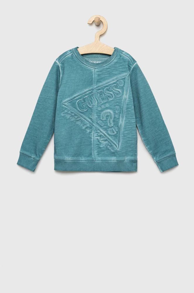 Дитяча бавовняна кофта Guess з аплікацією колір блакитний (3135667)