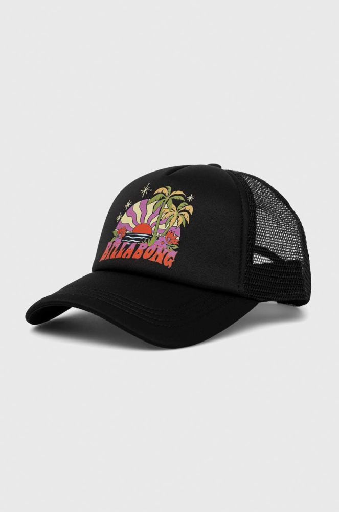 Кепка Billabong колір чорний з принтом