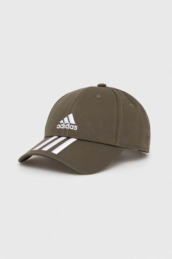 Бавовняна бейсболка adidas колір зелений з аплікацією