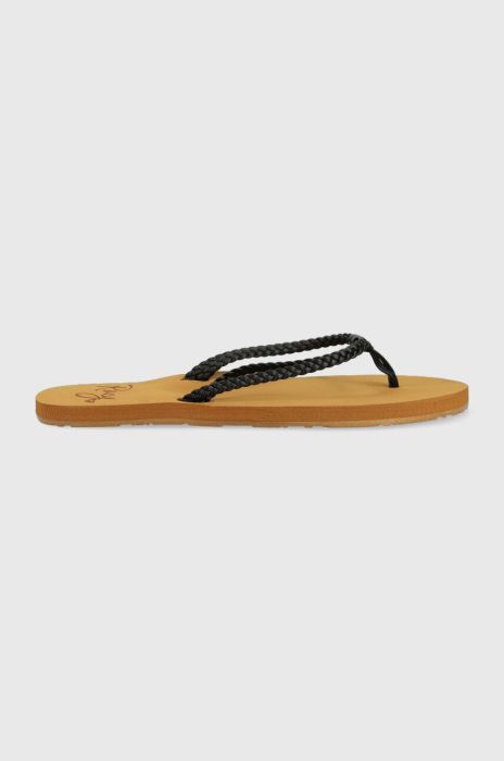 В'єтнамки Roxy жіночі колір чорний на плоскому ходу (2984086)