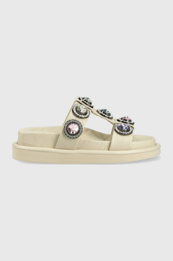 Шкіряні шльопанці Kurt Geiger London Orson жіночі колір сірий на платформі