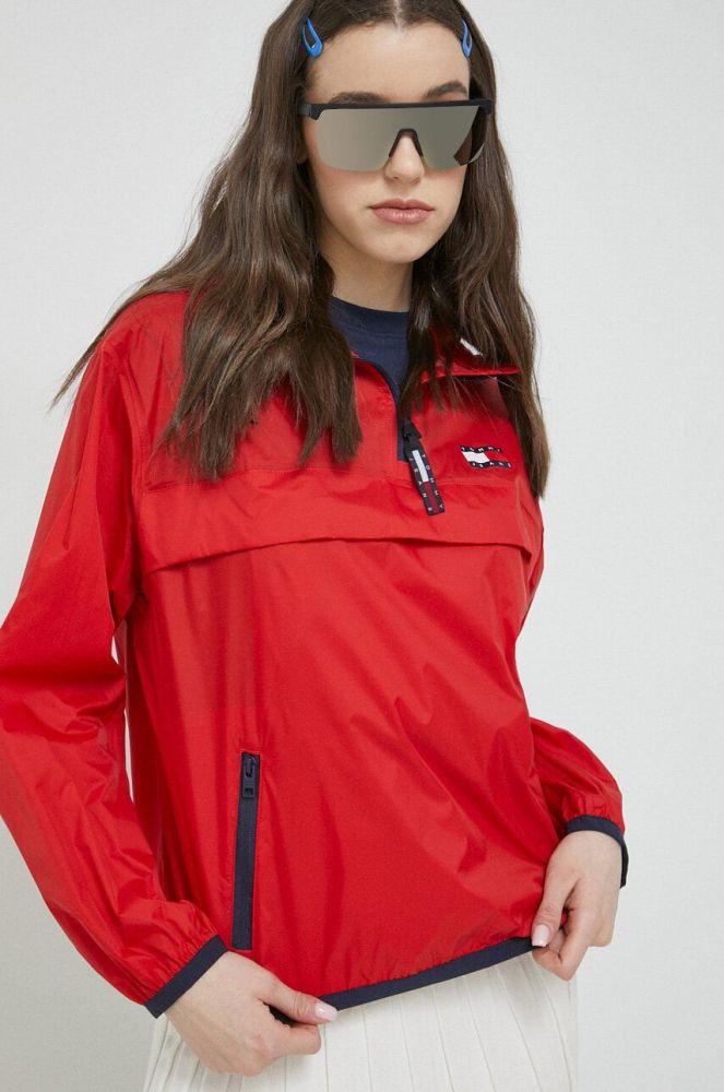 Куртка Tommy Jeans жіноча колір червоний перехідна oversize