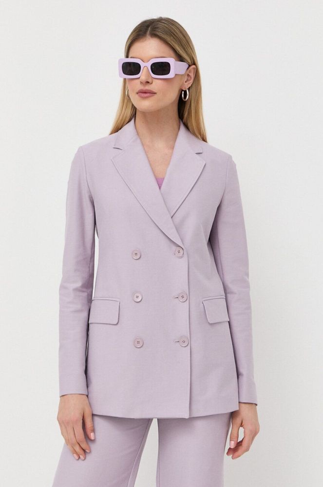 Піджак Max Mara Leisure колір фіолетовий двобортний однотонна