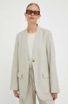 Льняний жакет Lovechild колір бежевий однобортний однотонна