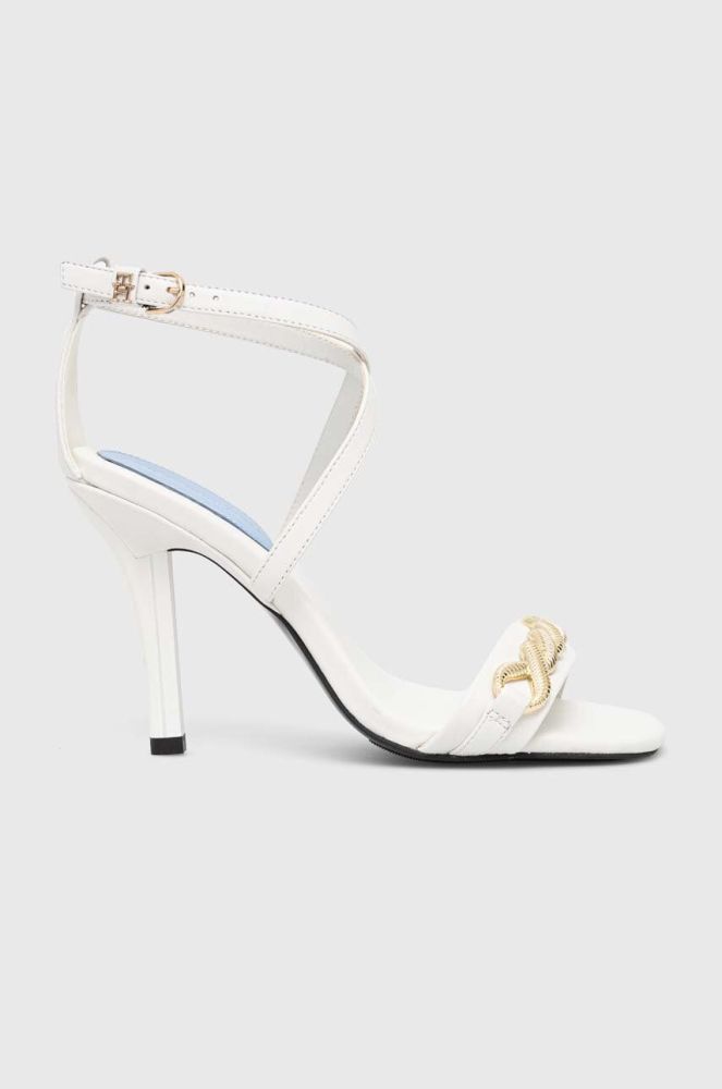 Шкіряні сандалі Tommy Hilfiger TH CHAIN FEMININE HEEL SANDAL колір білий