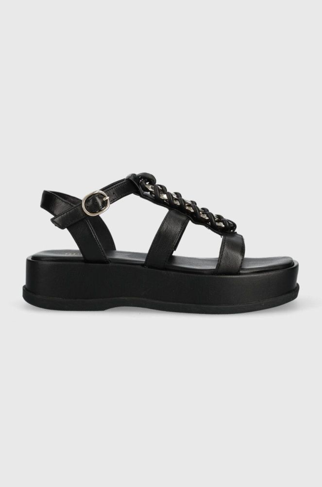 Шкіряні сандалі Guess VADIKA жіночі колір чорний на платформі FL6VAD LEA03