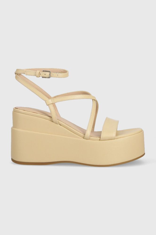 Шкіряні сандалі Guess ZALLA колір бежевий FL6ZLL LEA04
