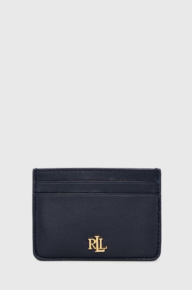 Шкіряний чохол на банківські карти Lauren Ralph Lauren жіночий колір синій