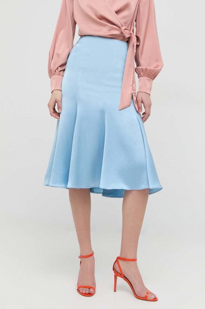 Спідниця Trussardi midi розкльошена колір блакитний