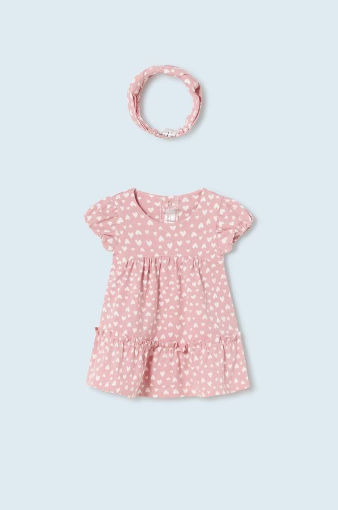 Дитяча бавовняна сукня Mayoral Newborn колір рожевий mini розкльошена (2966285)