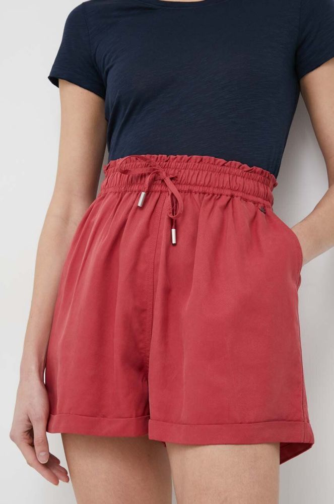 Шорти Pepe Jeans жіночі колір червоний однотонні висока посадка