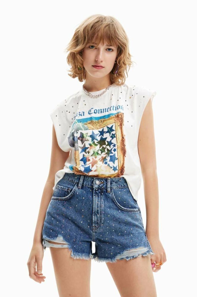 Бавовняна футболка Desigual колір білий (3037076)