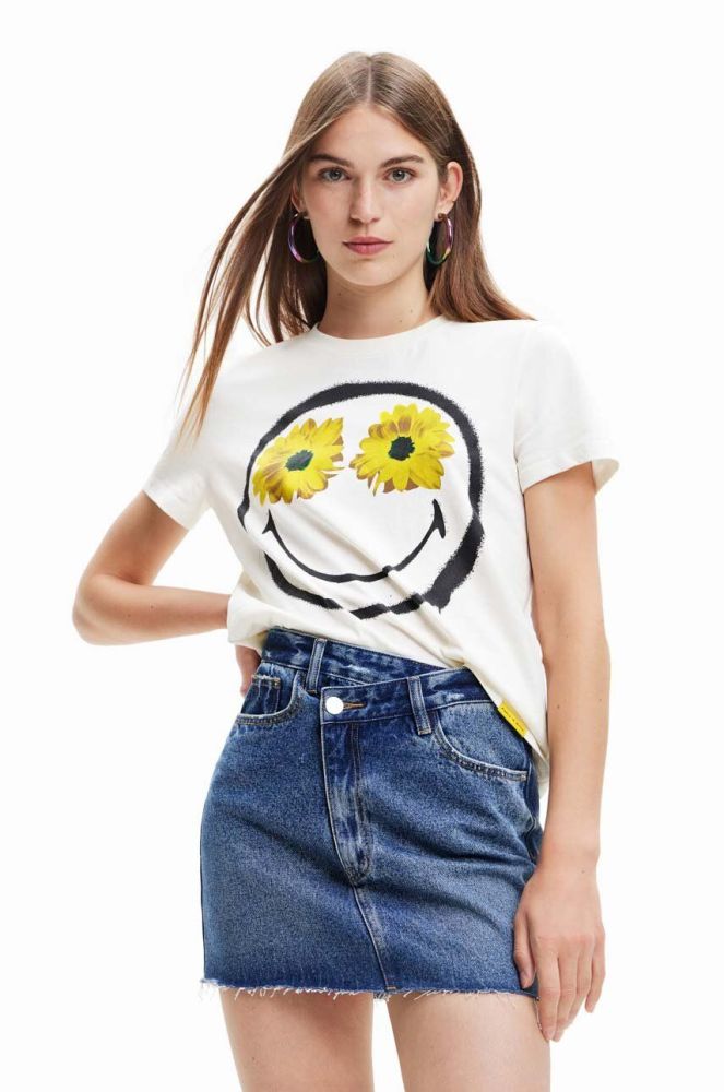 Бавовняна футболка Desigual колір білий (3141353)