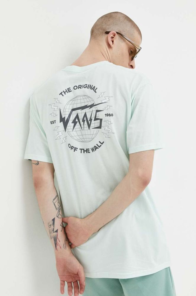Бавовняна футболка Vans колір зелений з принтом (3192271)