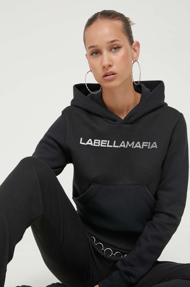Кофта LaBellaMafia жіноча колір чорний з капюшоном з принтом (3382344)